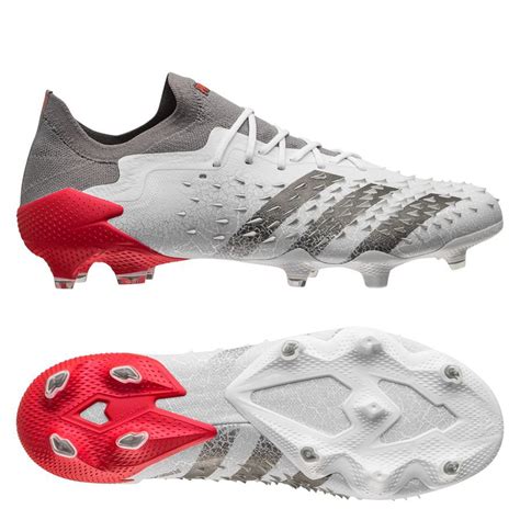 adidas predator freak .1 low fg whitespark - weiß/silber/rot|adidas predator freak 1 low.